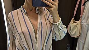 Big Tits Blonde Tries See-Through Outfit In Dressing Room