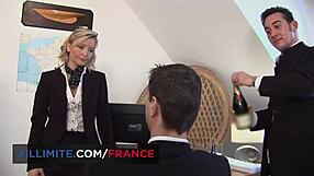 office threesome bangs cougar boss bent over in stockings