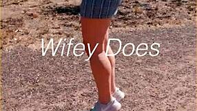 wanna see this milf flash her smooth shaved pussy under skirt outdoors?