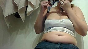 chubby blonde teen fetish slob smears chocolate on her fat belly messy