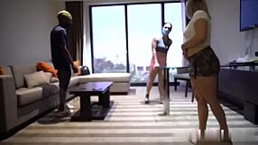 two masked whores slobber deep on big cocks through glory holes!