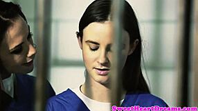 lesbian cellmates grind and scissor wet shaved pussies