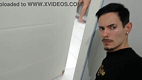 We got caught by my husband's friend during slutty flashing blowjob