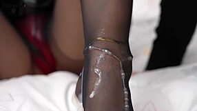 korean brunette boss in stockings heels rides cock pussy licking feet fetish homemade