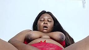 Thick ebony hotwife mara shakes big ass clit in see through lingerie