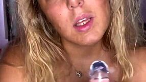 bbw blonde gives sloppy joi then cums watching you stroke