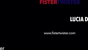 foxie t fists lucia denvile's gaping pussy with toys vibrator