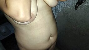 Curvy Ebony Boss Fingers Tuition Student's Fat Pussy in Bathroom