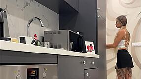 Wanna see this hot tattooed blonde drop panties for meaty pussy flash?