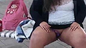 Beruka's super horny strolling park with toy jammed in huge pussy