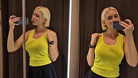 Big Tits Blonde Tries See-Through Outfit In Dressing Room