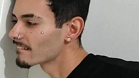 We got caught by my husband's friend during slutty flashing blowjob