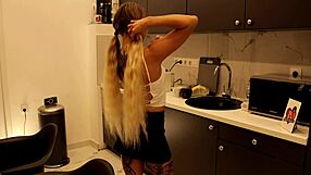 Wanna see this hot tattooed blonde drop panties for meaty pussy flash?