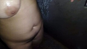 Curvy Ebony Boss Fingers Tuition Student's Fat Pussy in Bathroom