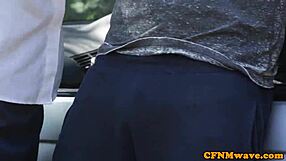 British Cops in Uniforms Jerk Submissive Cock Outdoors