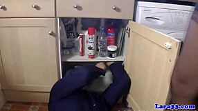 Classy British Milf In Stockings Rides Cowgirl Before Plumber's Facial Cumshot!