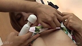 i spread my legs in this cute swimsuit over the massage machine