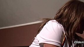 Heart pounding as german housewife fingers shaved pussy in pantyhose.