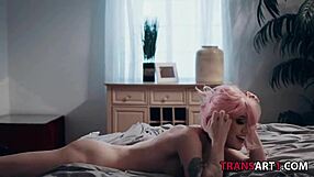 Pink Haired Shemale Goddess Lena Moon Drilled by Dante Colle's Thick Cock