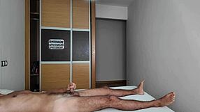 Hotel cleaning lady watches me jerk off my huge cock right in front of her