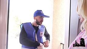 pornstar milf gets huge package from mailman bends over for doggystyle