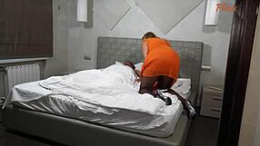 horny milf in pantyhose heels wakes lover post-party for doggystyle pounding