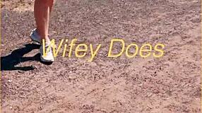 wanna see this milf flash her smooth shaved pussy under skirt outdoors?