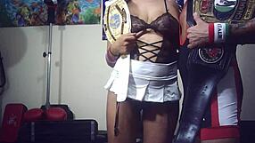 behind the scenes glasses brunette gives bj and fucks wrestler in new zealand shoot