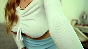 Blonde slut teases her pussy until massive cum explosion hits hard