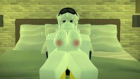 Roblox husband rams hot wife's big tits cowgirl style