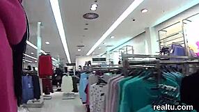 striking czech cutie seduced in mall strips clothes ripped for hardcore pov ride