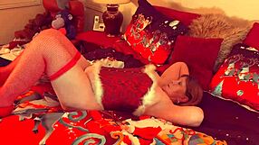 Granny carmen uses double vibrator on fat pussy for naughty christmas orgasm