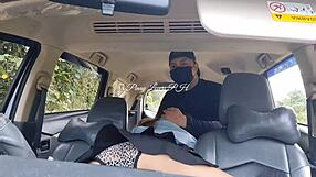 pinay teacher bends over in car for lucky fan's sneaky wet ride