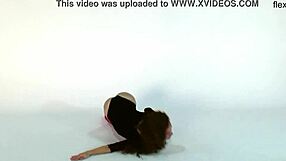 Anna Ocean bends flexible gymnast body stretches small tits pussy in gym workout