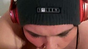 Curvy amateur couple's sloppy deepthroat blowjob turns hard with piercing cum in mouth and post-orgasm POV