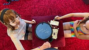 Hot Petite Brunette Alice Tight Pussy Dice Challenge Sexy Redhead BFF Backstage Cum Game