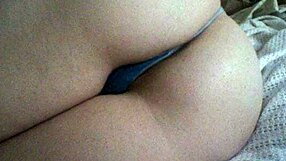 hot milf wife flashes her thong panties before massive cumshot tribute on ass