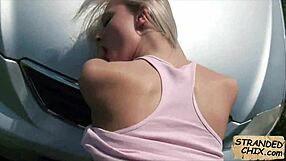Czech hitchhiker Katy Rose picked up fucked hard in car outdoors