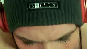 Curvy amateur couple's sloppy deepthroat blowjob turns hard with piercing cum in mouth and post-orgasm POV