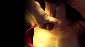 slut wife in lingerie stockings blows and takes facial cumshot from friend homemade