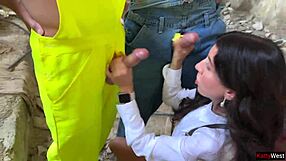 High heel realtor bent over for monster cock gangbang in abandoned house