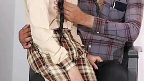 Hey, that schoolgirl's getting busy with her teacher's huge dick