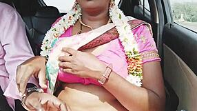 Indian Sexy Saree Bhabhi's Dirty Telugu Talks Turn Car Ride Into Wild Action!