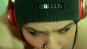 Curvy amateur couple's sloppy deepthroat blowjob turns hard with piercing cum in mouth and post-orgasm POV