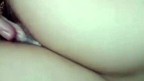 girl with nice round ass fingers her pussy slowly