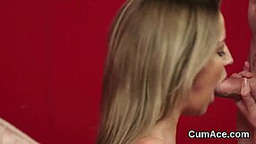 SEXY BOMBSHELL CENTERFOLD FACIAL CUMSHOT SWALLOWS EVERY JIZZ DROP!