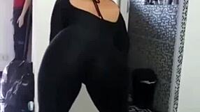 Knew my naughty neighbor would spy so i got ready to flash my bare pussy for him