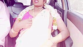 Indian Sexy Saree Bhabhi's Dirty Telugu Talks Turn Car Ride Into Wild Action!
