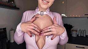you gotta see this pierced nipple german in latex stripping naked