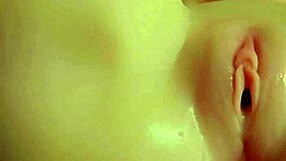 Muscular guy licks cum from monicamoments doll's tight wet pussy lips in closeup threesome bent over